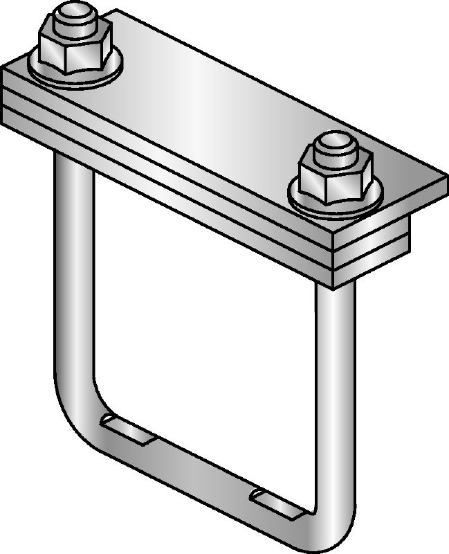 MIC-PS/MIC-PSP Hot-dip galvanised (HDG) connector for fastening pipe shoes to MI girders for heavy-duty applications with expansion