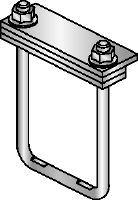 MIC-PS/MIC-PSP Hot-dip galvanised (HDG) connector for fastening pipe shoes to MI girders for heavy-duty applications with expansion