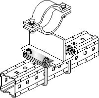 MIC-PS/MIC-PSP Hot-dip galvanised (HDG) connector for fastening pipe shoes to MI girders for heavy-duty applications with expansion